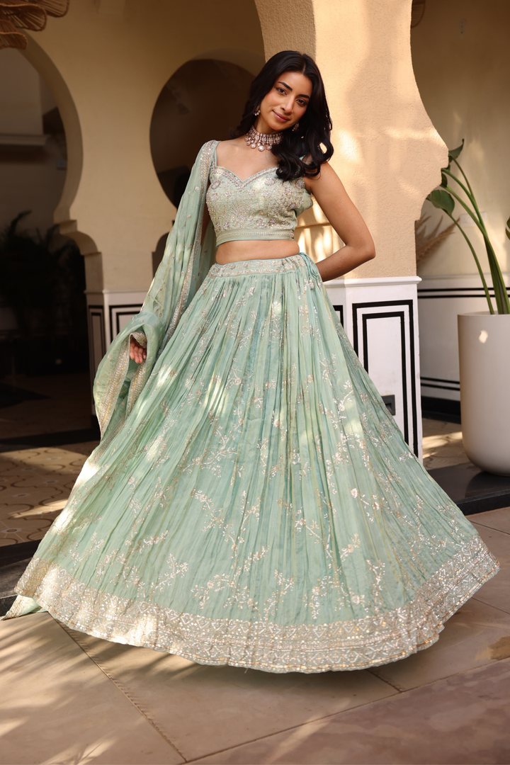 Light Green Tissue Lehenga 