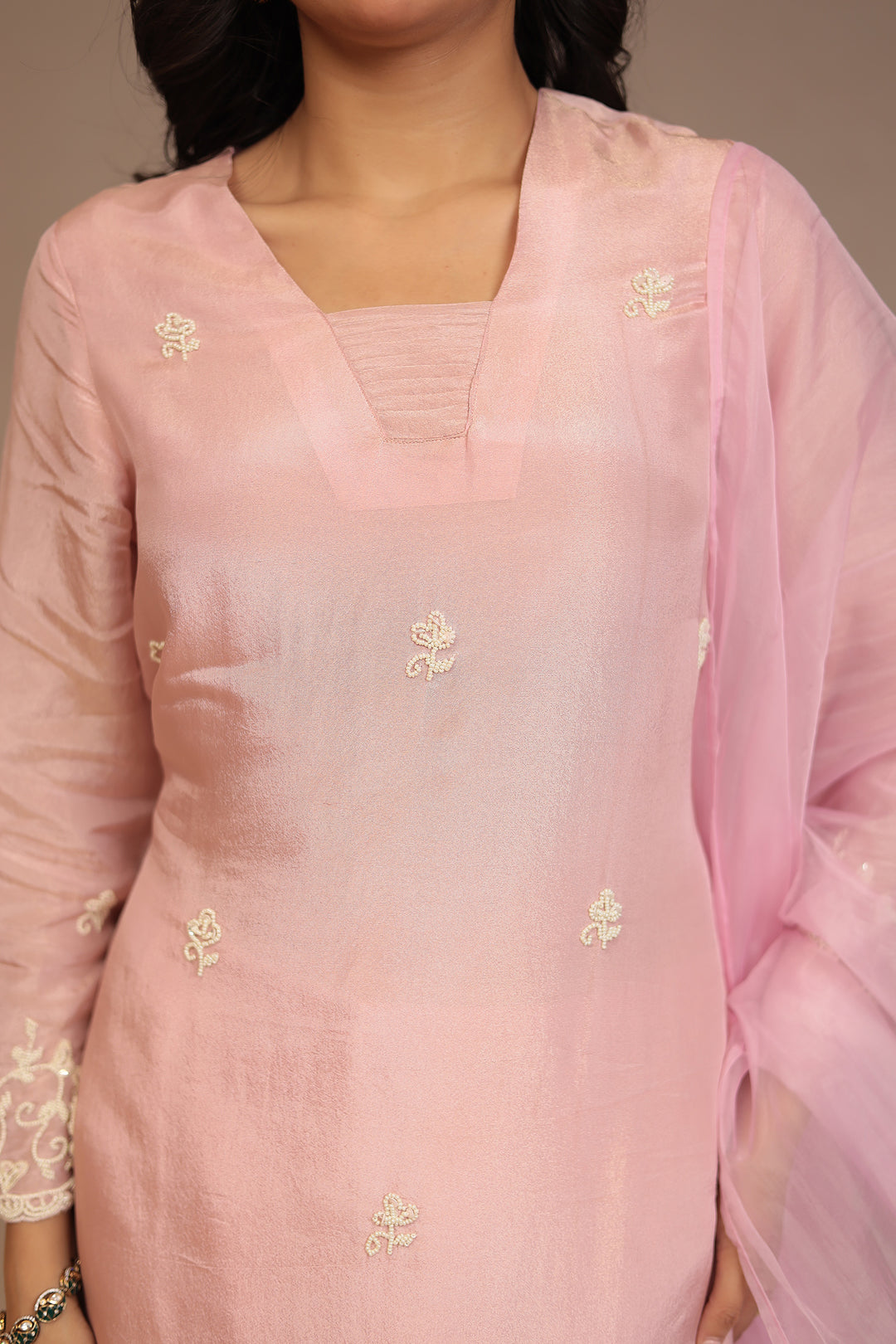 Tissue Suit with Pearl, Sequins work.