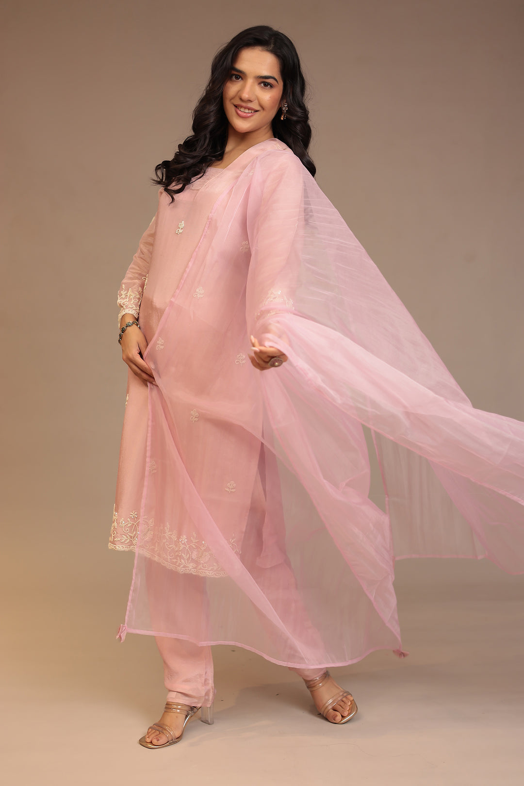 Tissue Suit with Pearl, Sequins work.