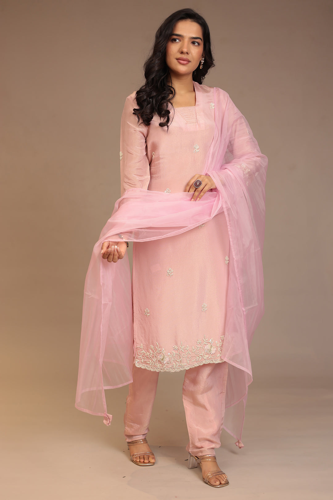 Tissue Suit with Pearl, Sequins work.