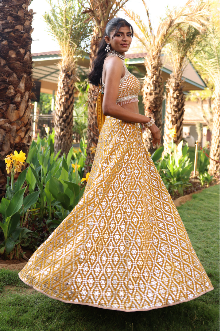 Gold Georgette Lehenga 