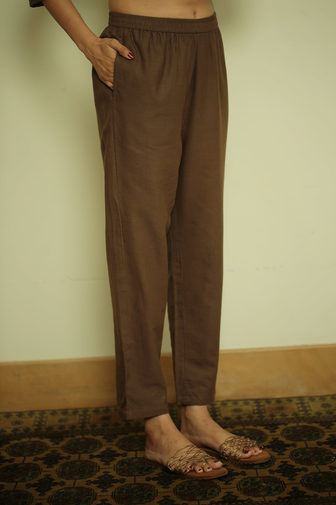 cotton linen Kurta with Fabric Piping Work