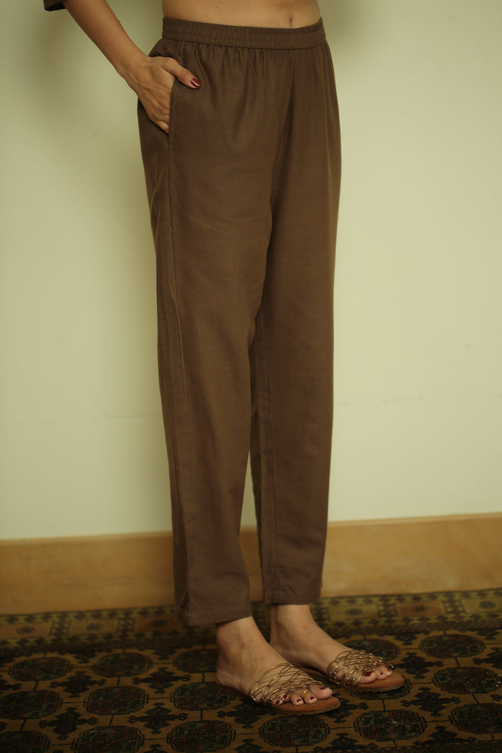 cotton linen Kurta with Fabric Piping Work