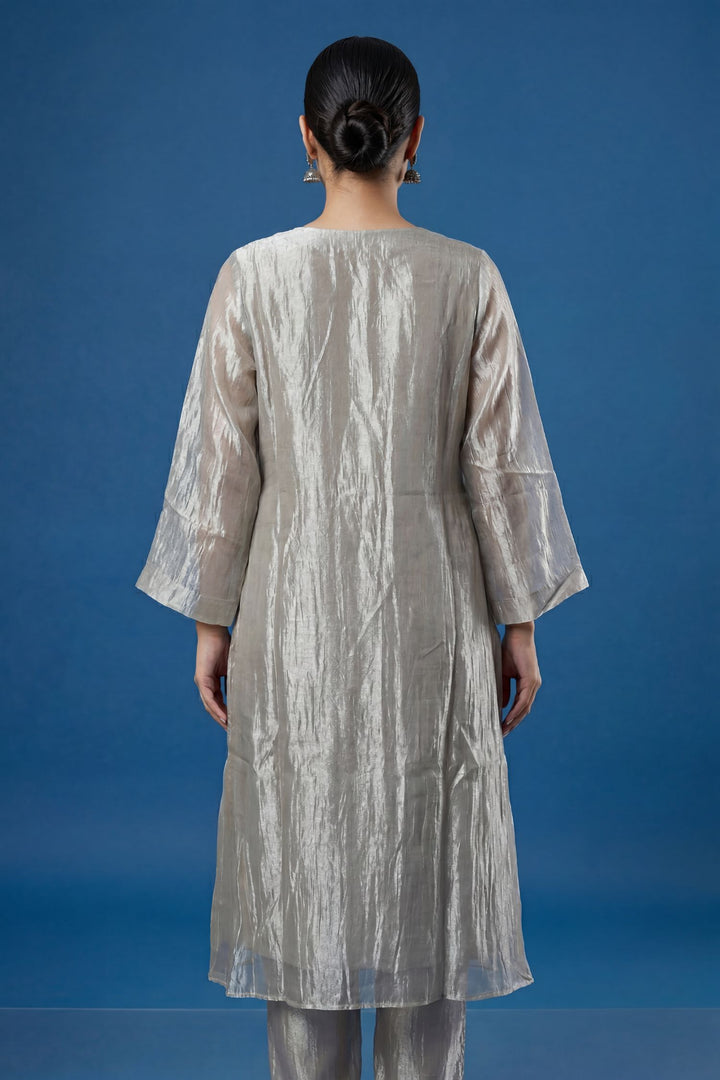 Tissue Suit with Applique, Cutdana, Gota, Thread work.