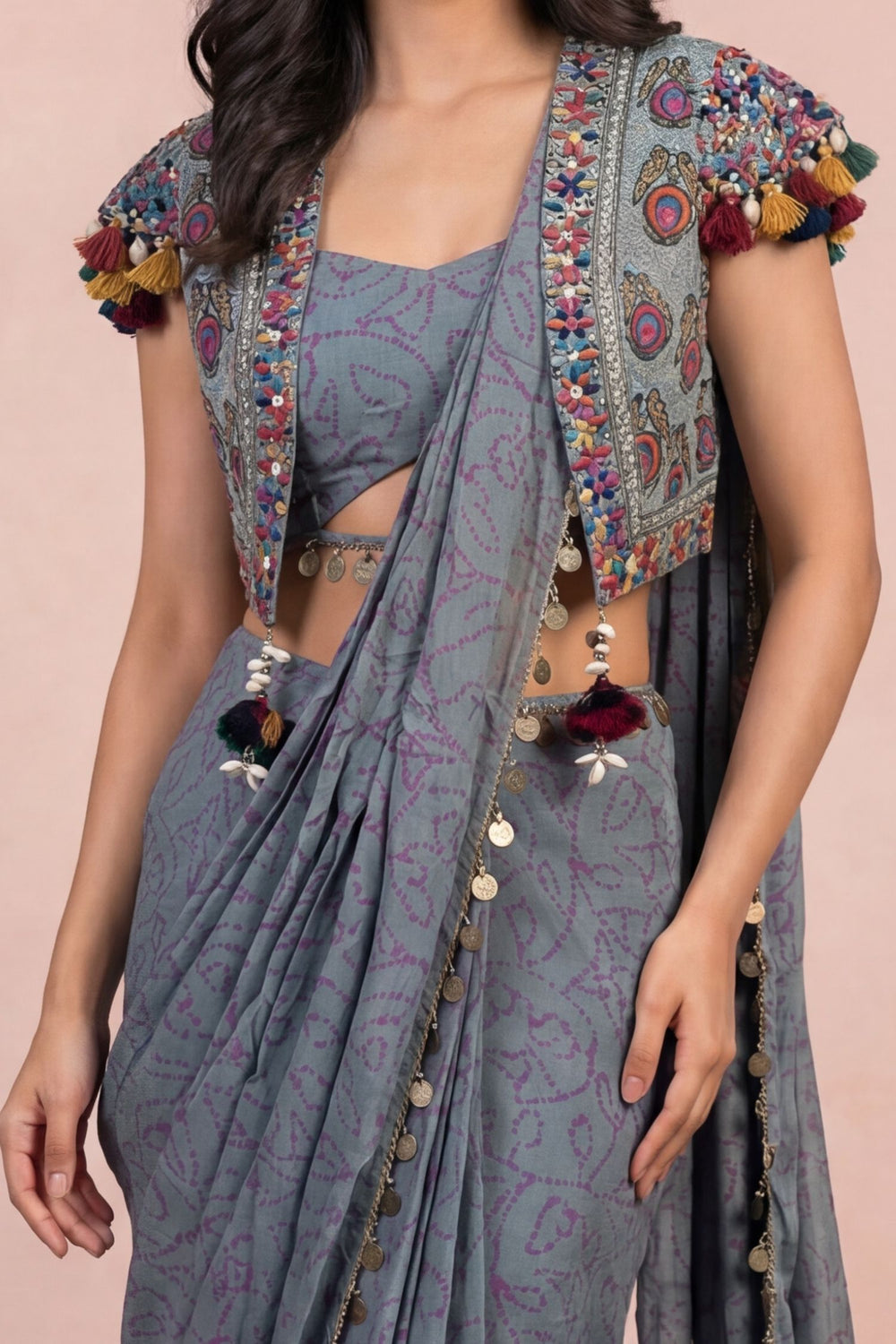 Elegant blue indo western