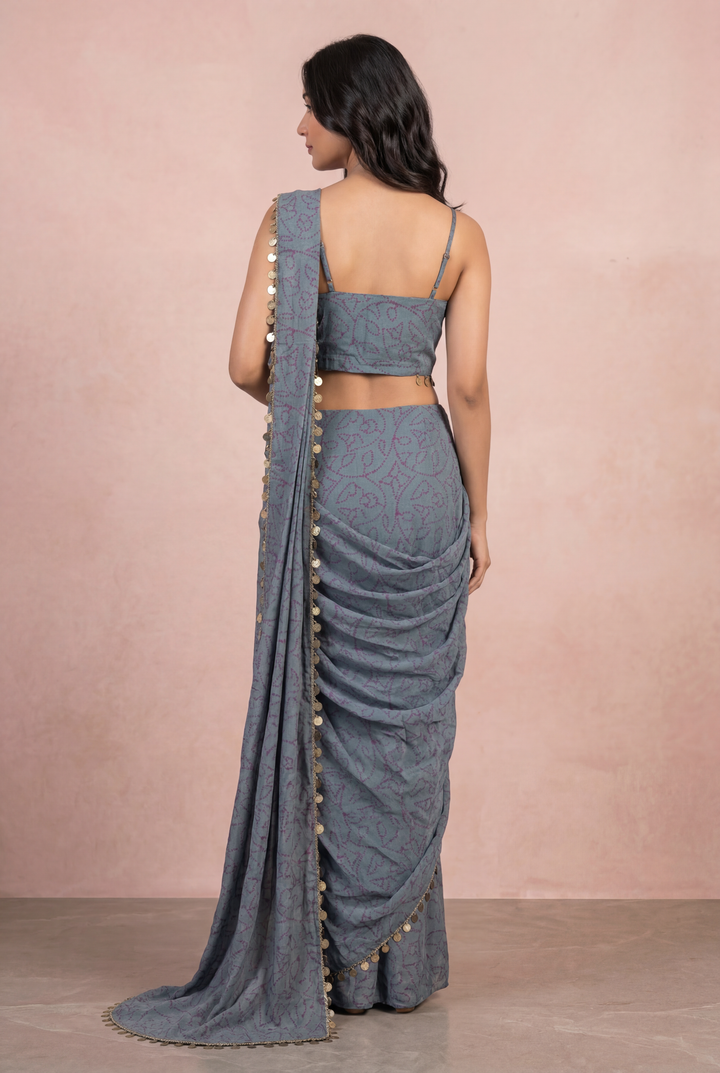 Georgette Indowestern with Mirror, Thread, Zardozi, Zari work.