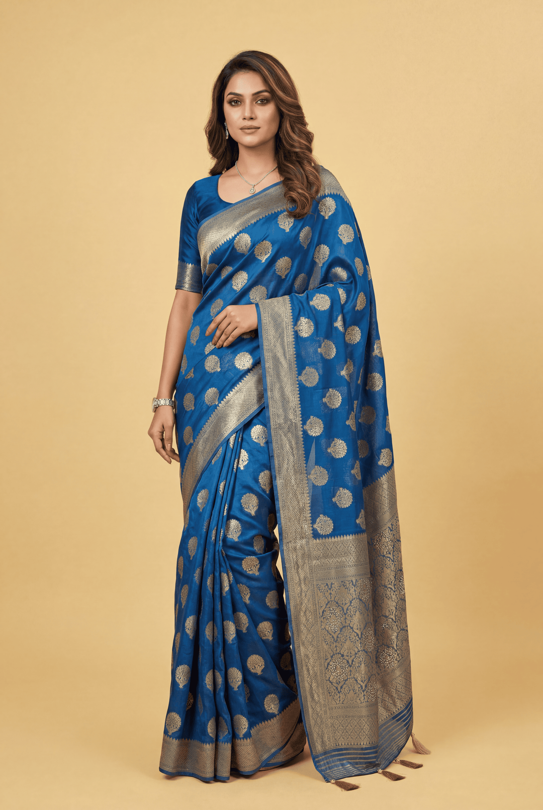 Banarasi Chinon Saree with Swarovski, Zari work.