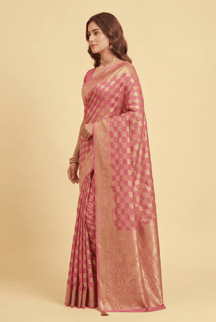 Banarasi Chinon Saree with Swarovski, Zari work.