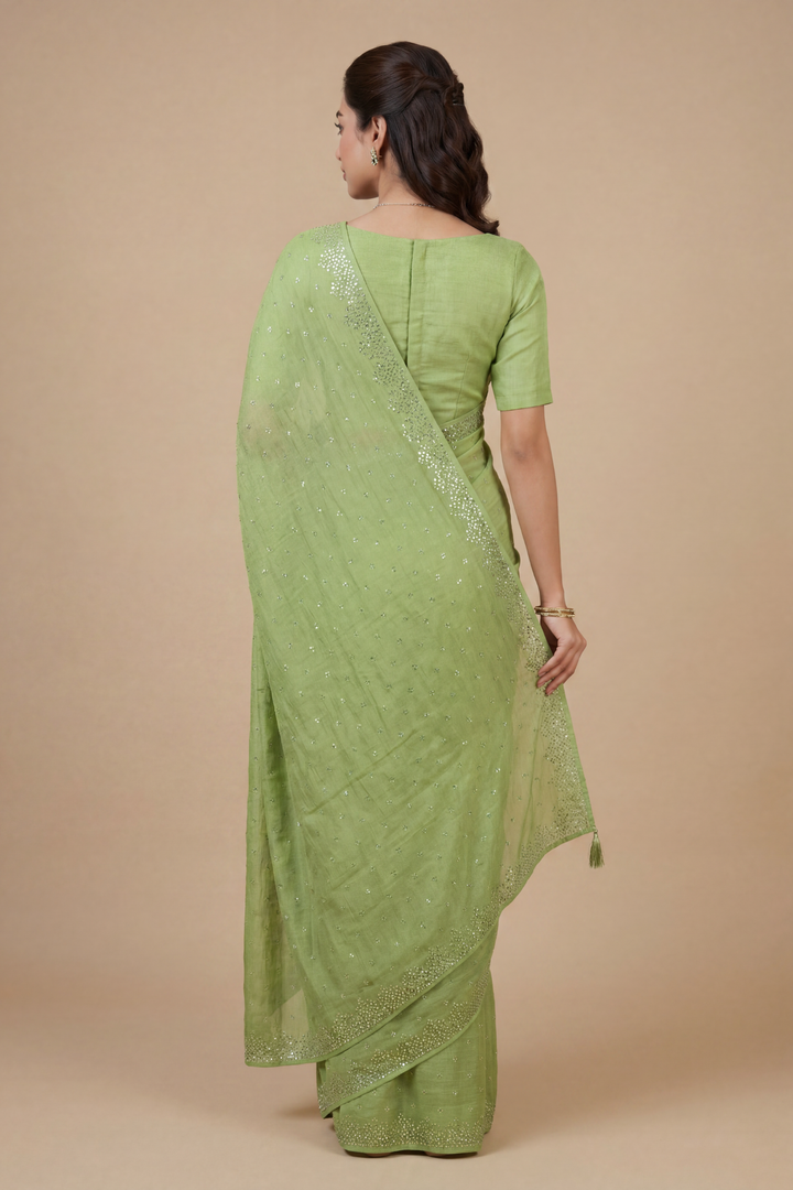 Chinon Saree with Swarovski work.