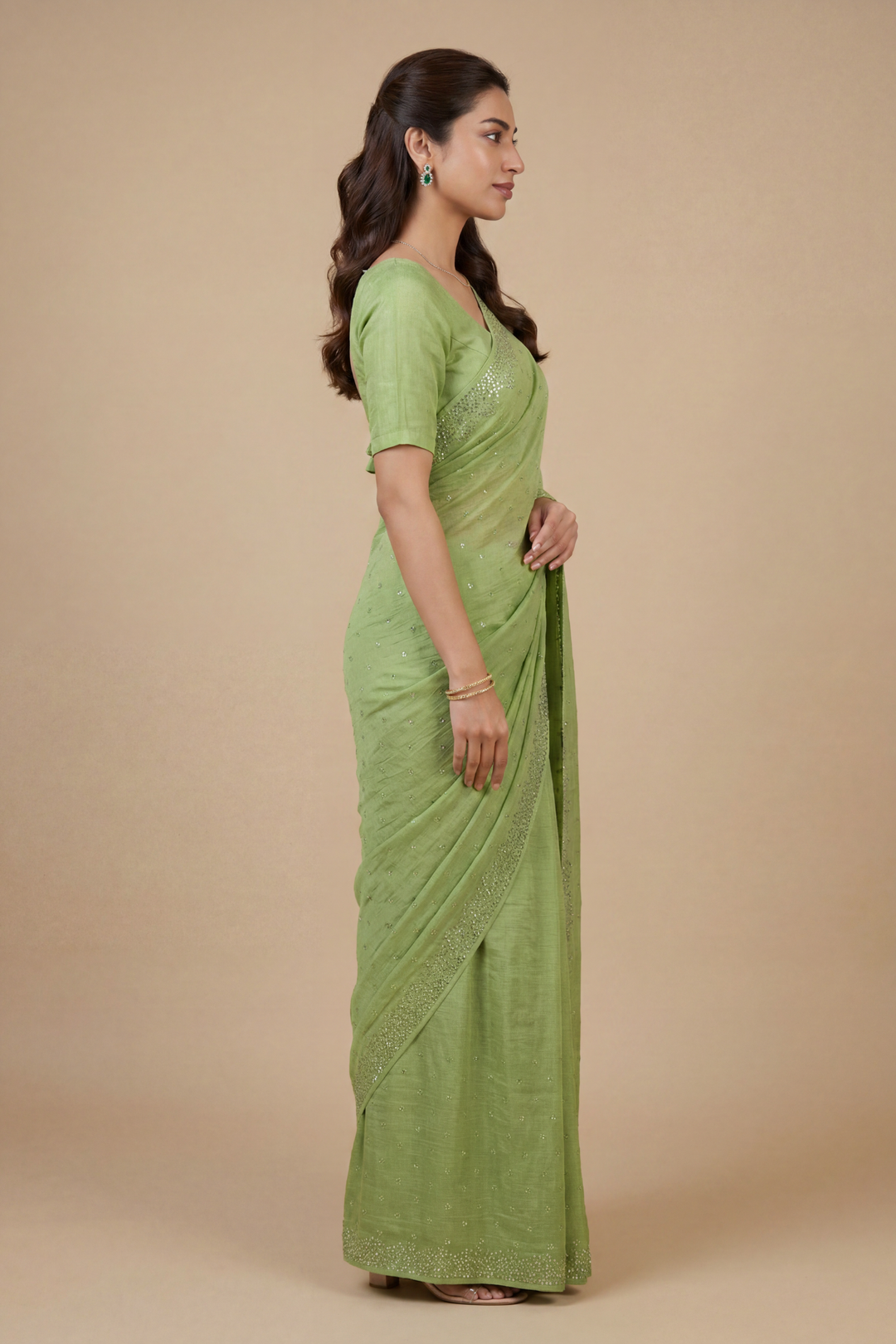 Chinon Saree with Swarovski work.