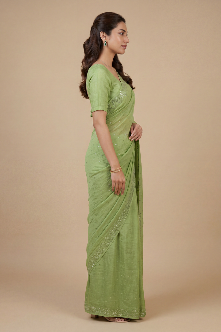 Chinon Saree with Swarovski work.