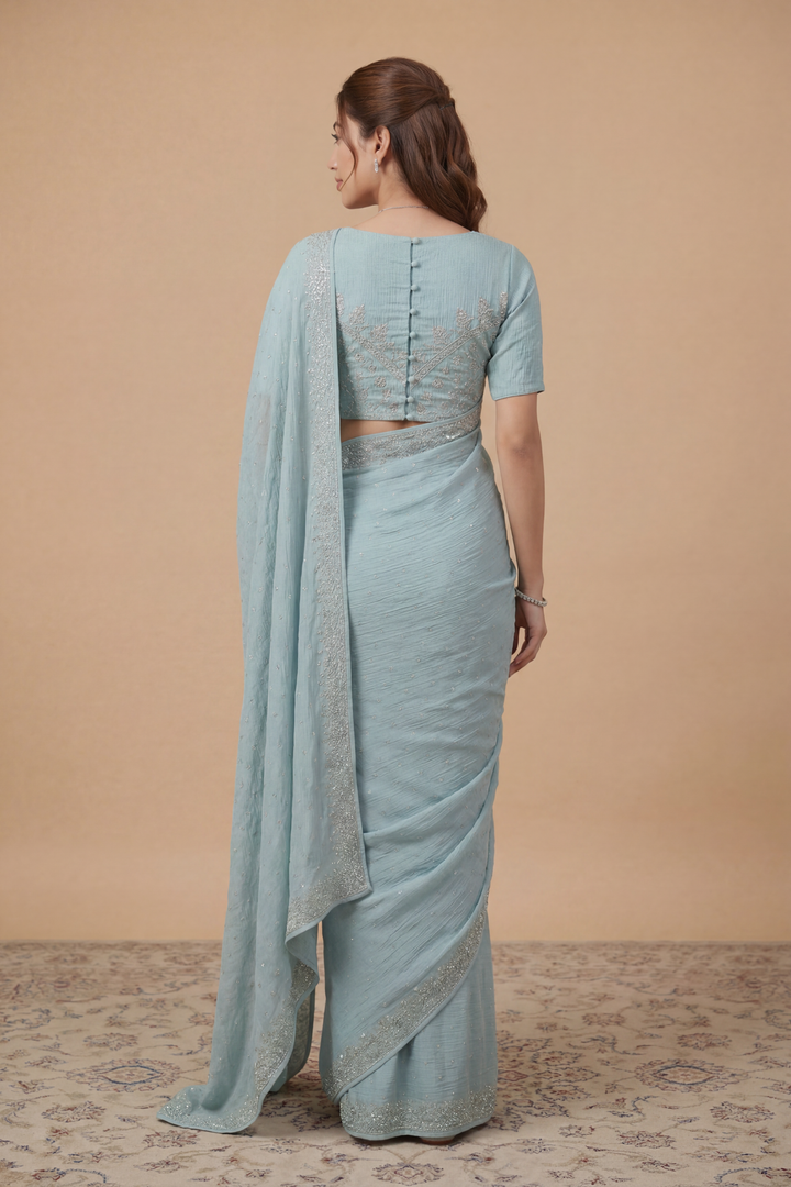 Chinon Saree with Swarovski work.