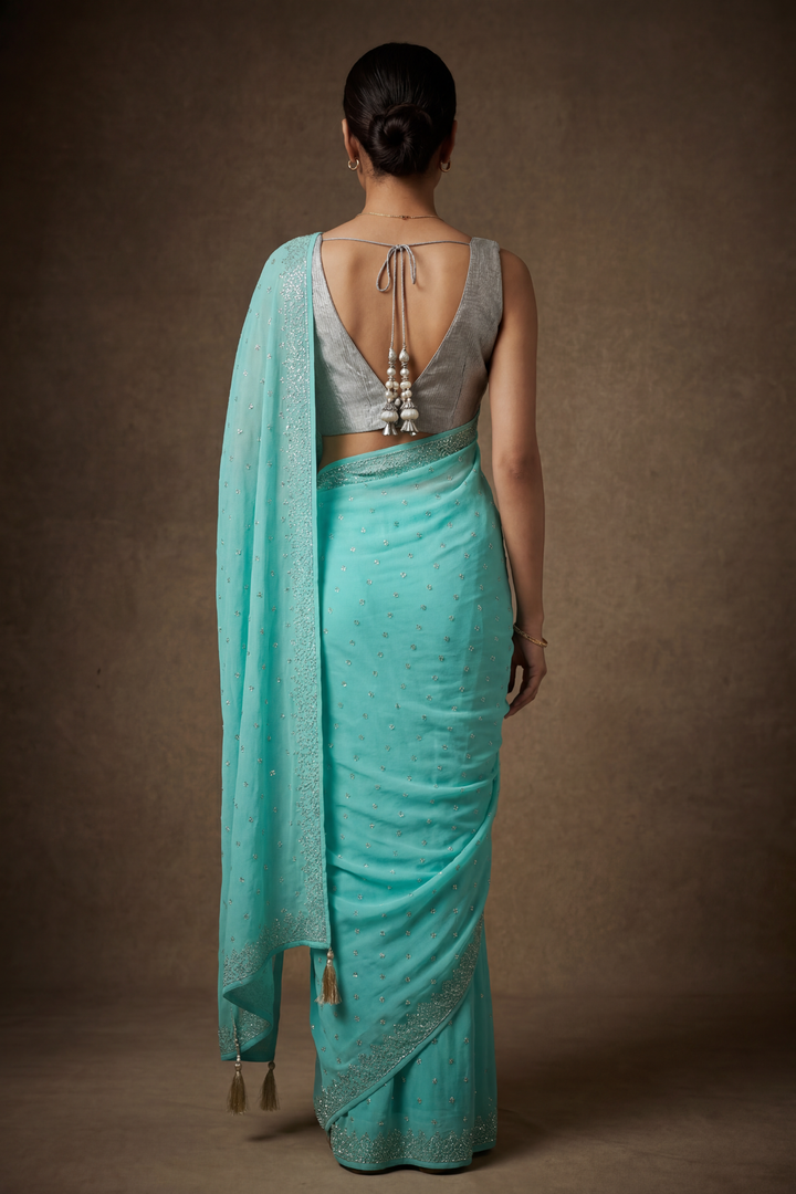 Chinon Saree with Swarovski work.