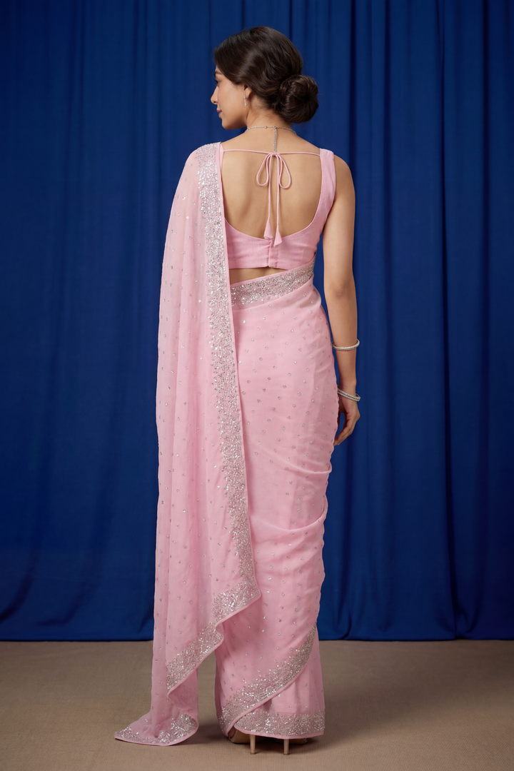 Chinon Saree with Swarovski work.