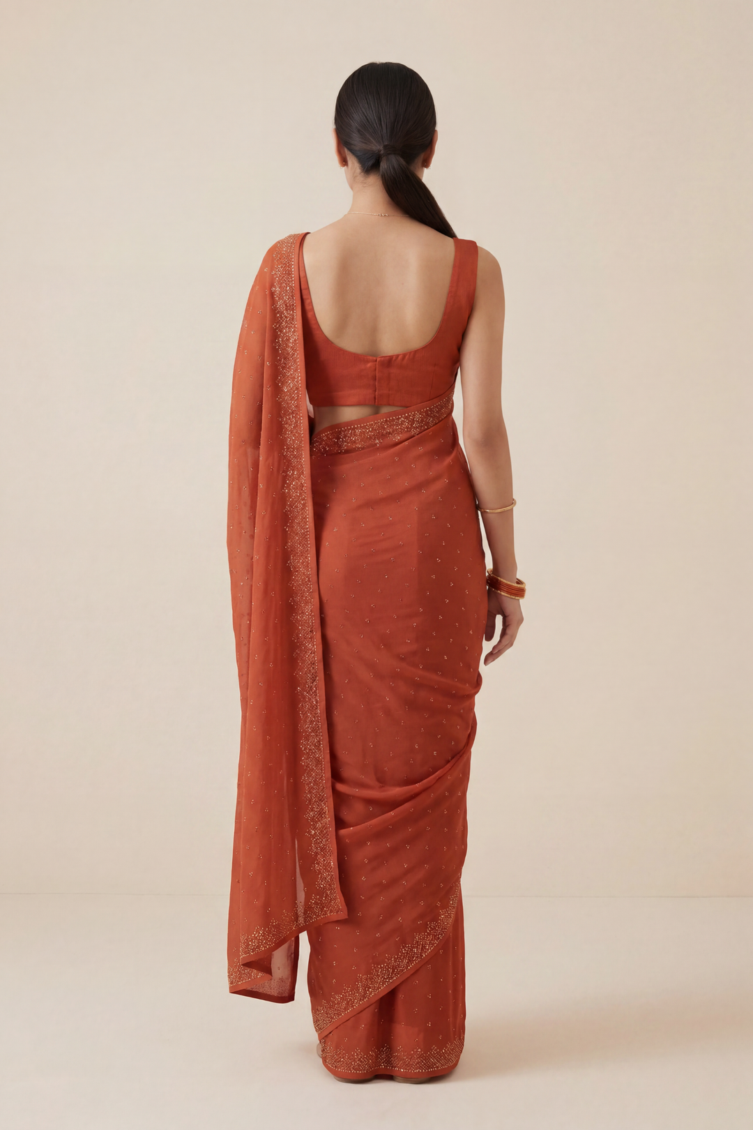 Chinon Saree with Swarovski work.