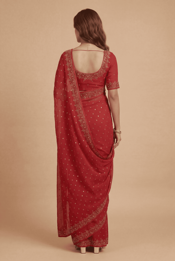 Banarasi Chinon Saree with Swarovski, Zari work.