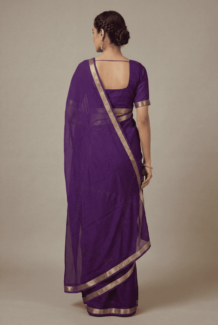 Banarasi Chinon Saree with Swarovski, Zari work.