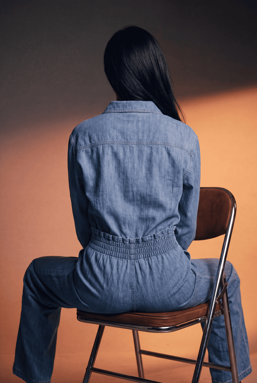 Dark Blue Denim Embroidered Co-Ord Set & Relaxed Fit Shirt with Wide-Leg Pant