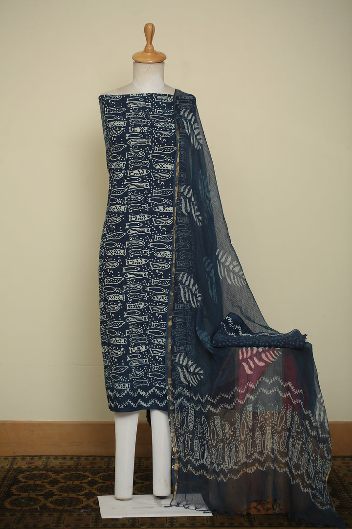 Printed Cotton Unstitched Suit with Bagru Print