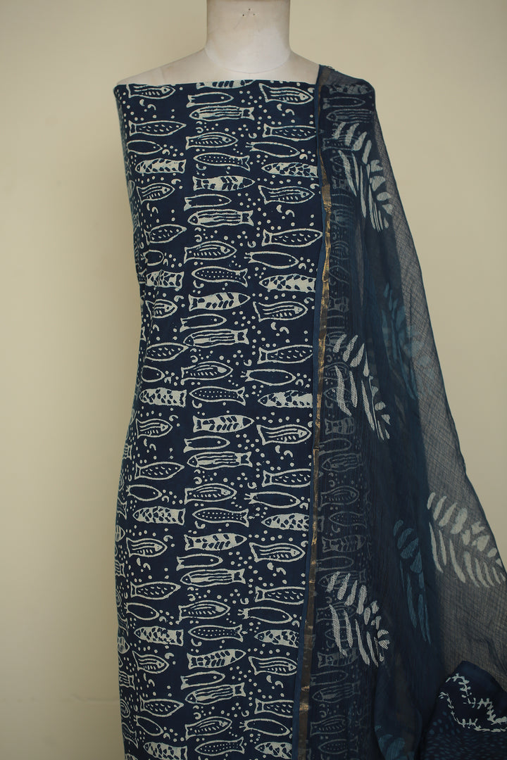 Printed Cotton Unstitched Suit with Bagru Print