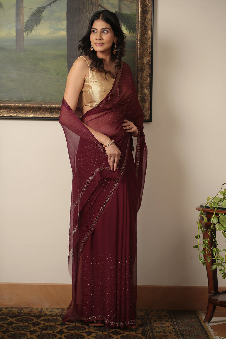 Chiffon Saree with Swarovski work.