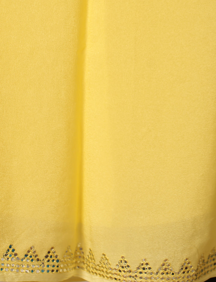 chiffon Saree with Mirror, Swarovski, Thread work.