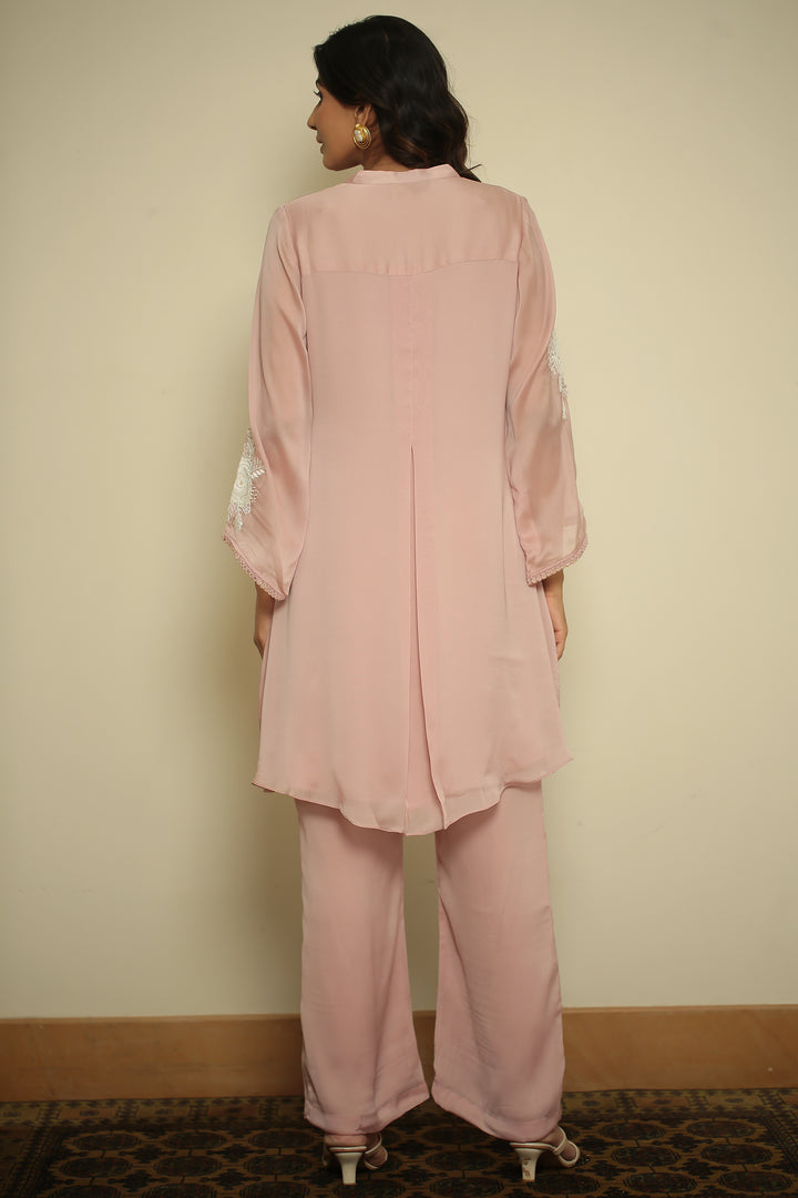 organza Suit with Cutdana, Pearl, Thread work.