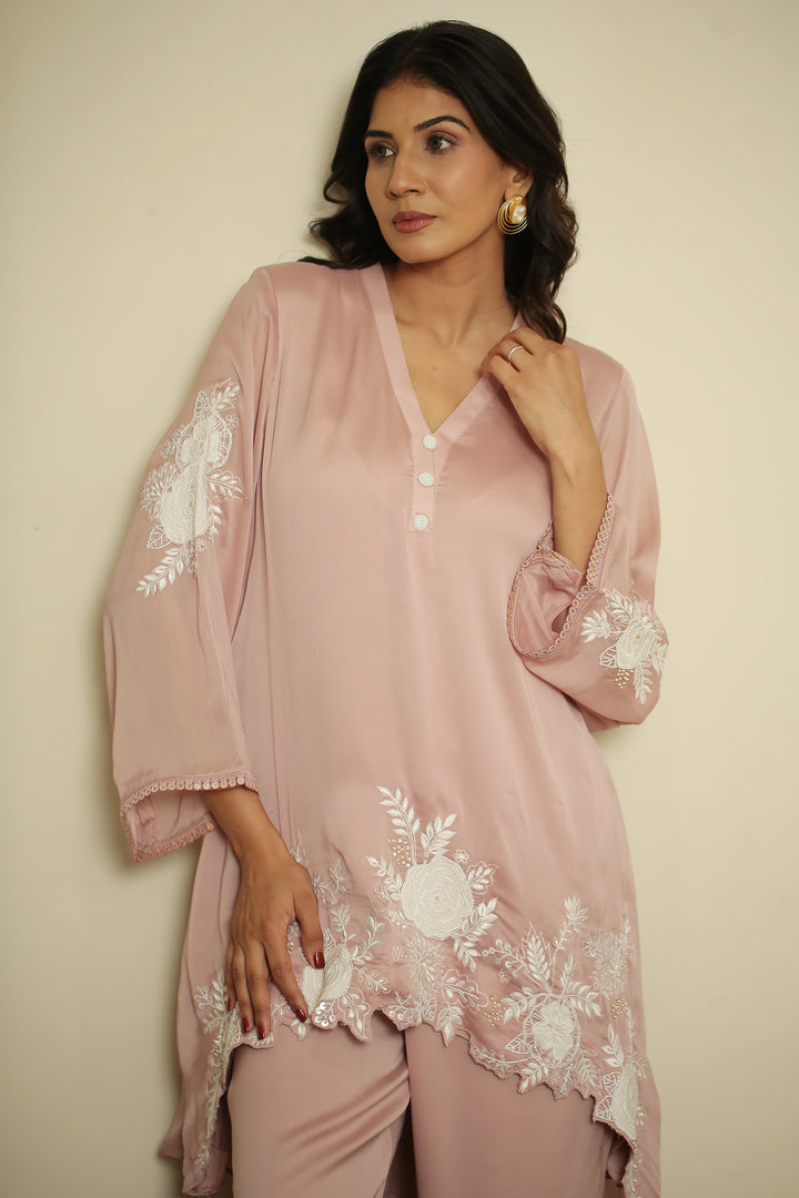 organza Suit with Cutdana, Pearl, Thread work.