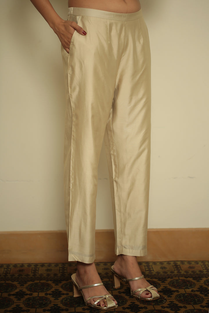 tissue Indowestern with Pearl, Sequins, Thread work.