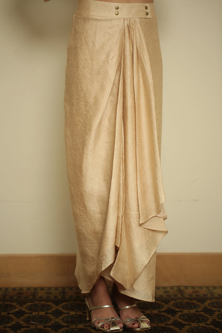 wrinkle crepe Indowestern with Metal Coin Embellishment Bead and Chain Embellishment Mirror Coin Hanging Work Metallic Charm Work Hand Embellished Coin and Crystal Detailing work.