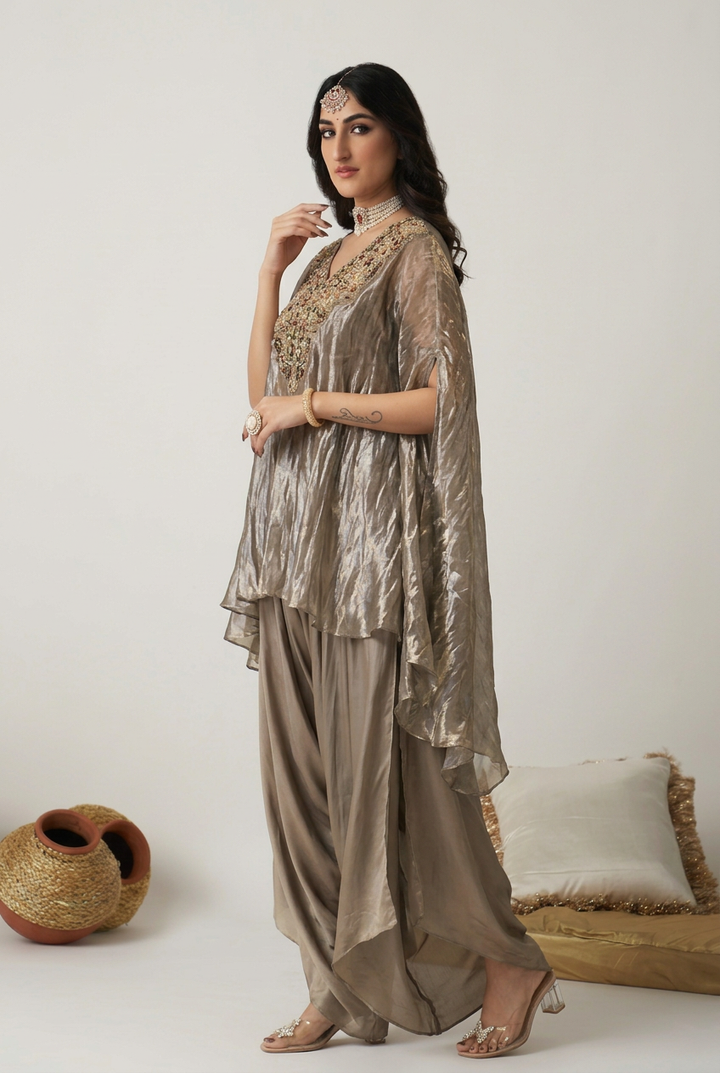 Silk Indowestern with Stone, Zardozi work.