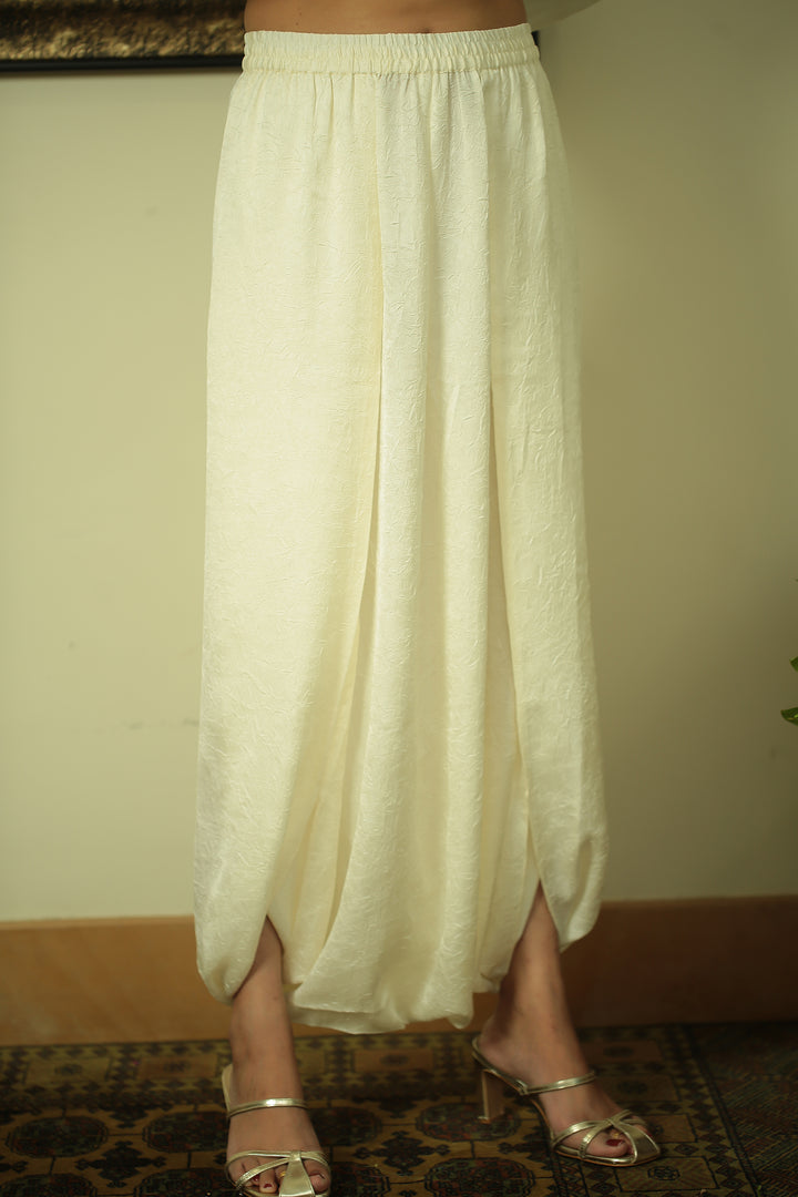 wrinkle crepe Indowestern with Aari, Mirror, Pearl, Sequins, Thread, Zari work.