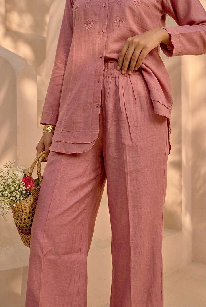 Cotton silk Co Ord Set with Thread work.