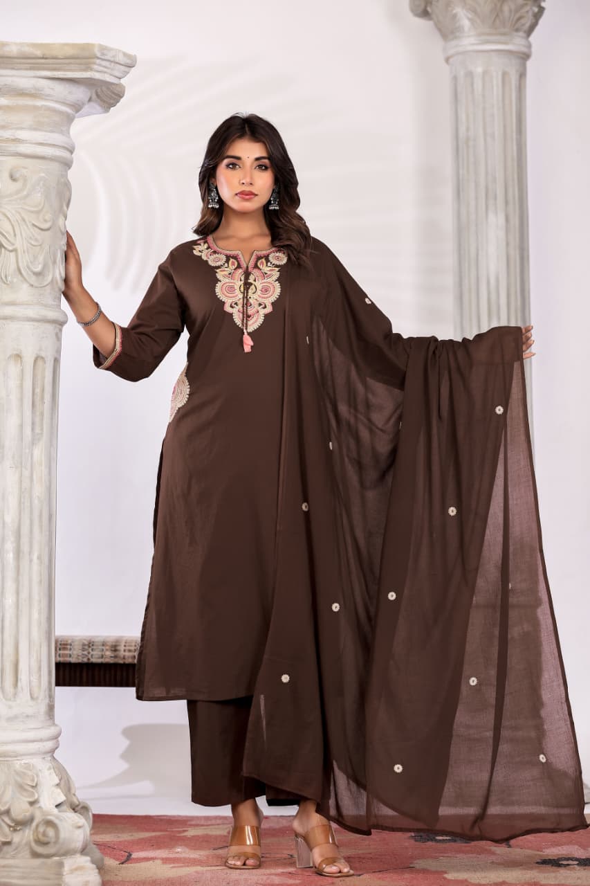 Cotton  Kurta  with Cutdana, Mirror, Thread work.