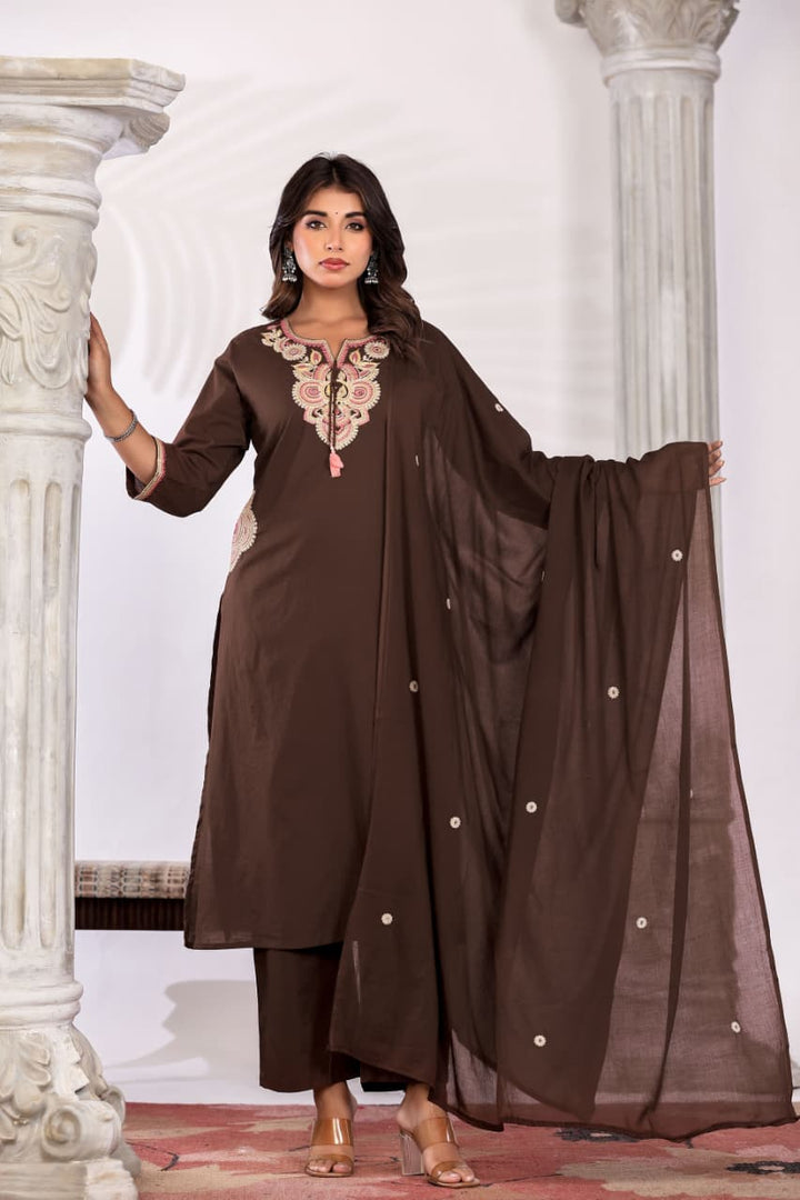 Cotton  Kurta  with Cutdana, Mirror, Thread work.