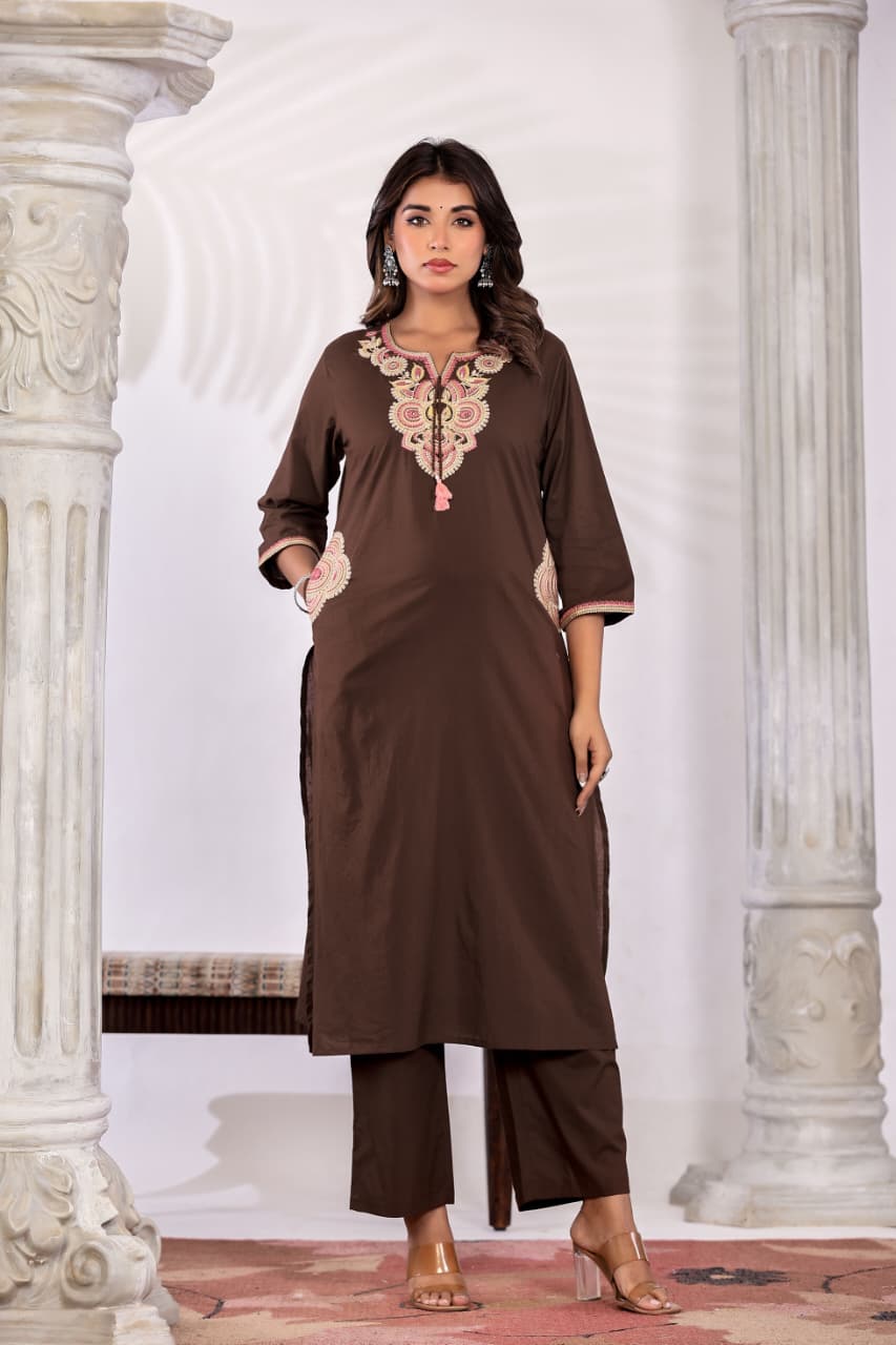 Cotton  Kurta  with Cutdana, Mirror, Thread work.