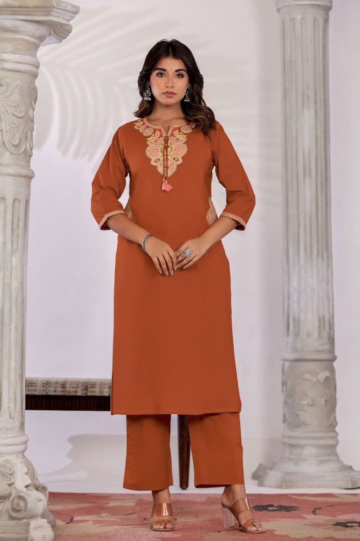 Cotton  Kurta  with Cutdana, Mirror, Thread work.