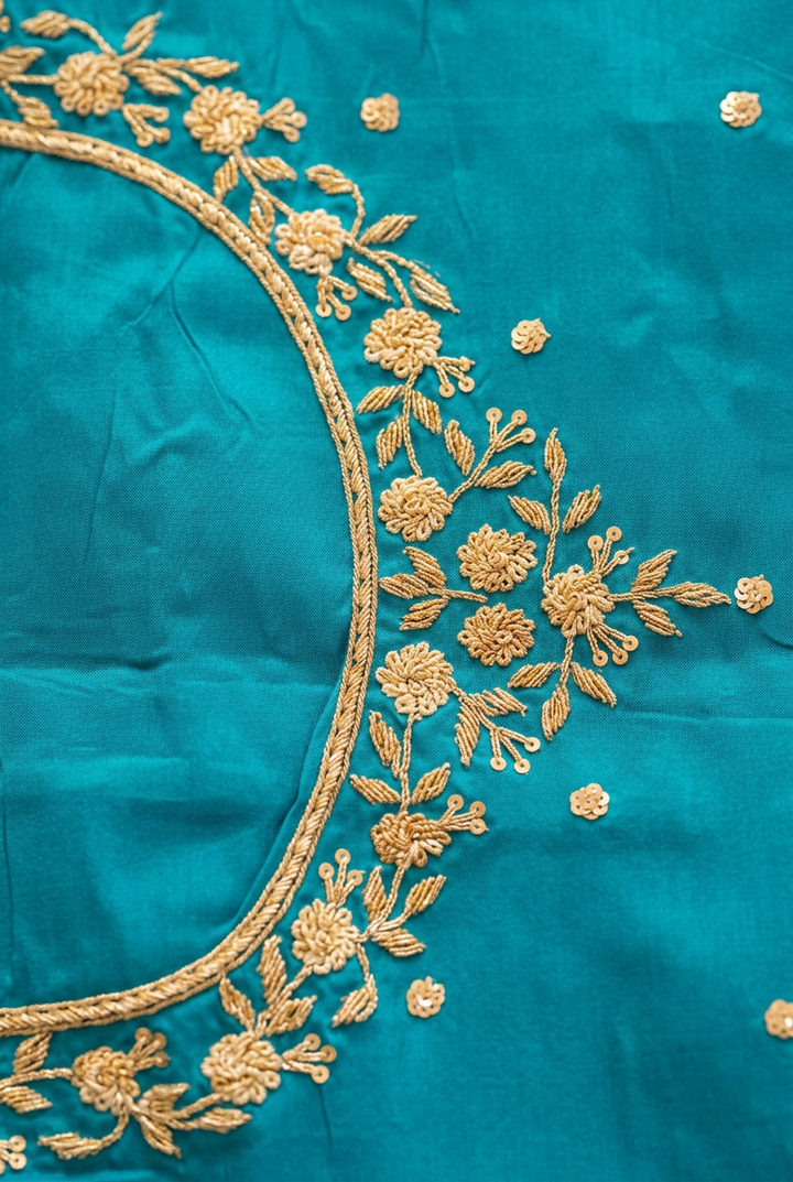 Satin silk Saree with Stone, Thread work.