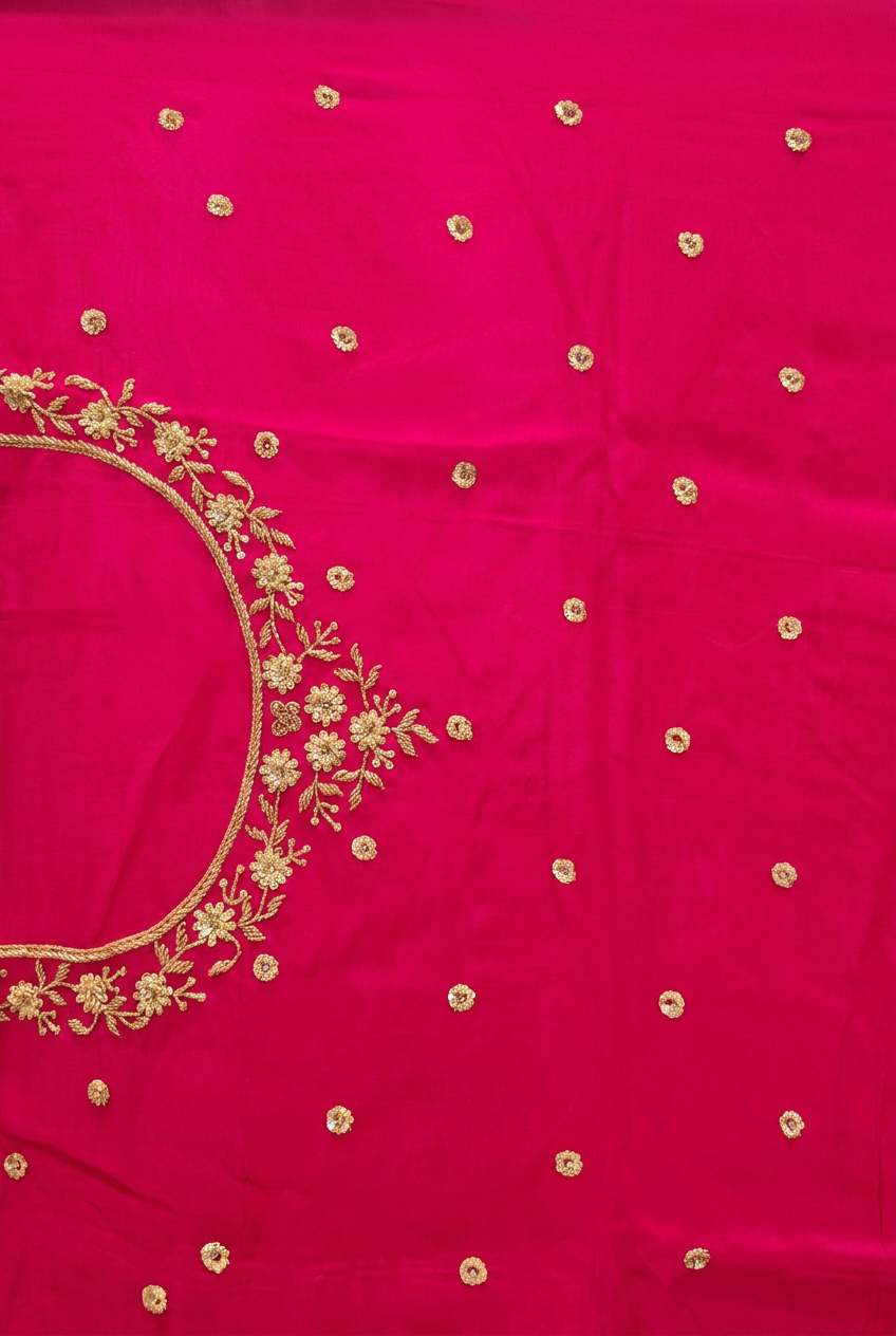 Satin silk Saree with Stone, Thread work.