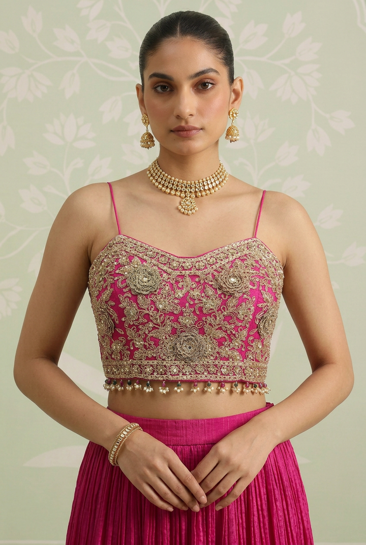 Silk Indowestern with Cutdana, Dori, Gota Patti, Sequins work.