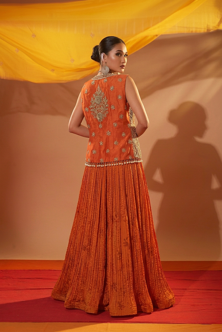 Silk Indowestern with Dori, Gota Patti work.