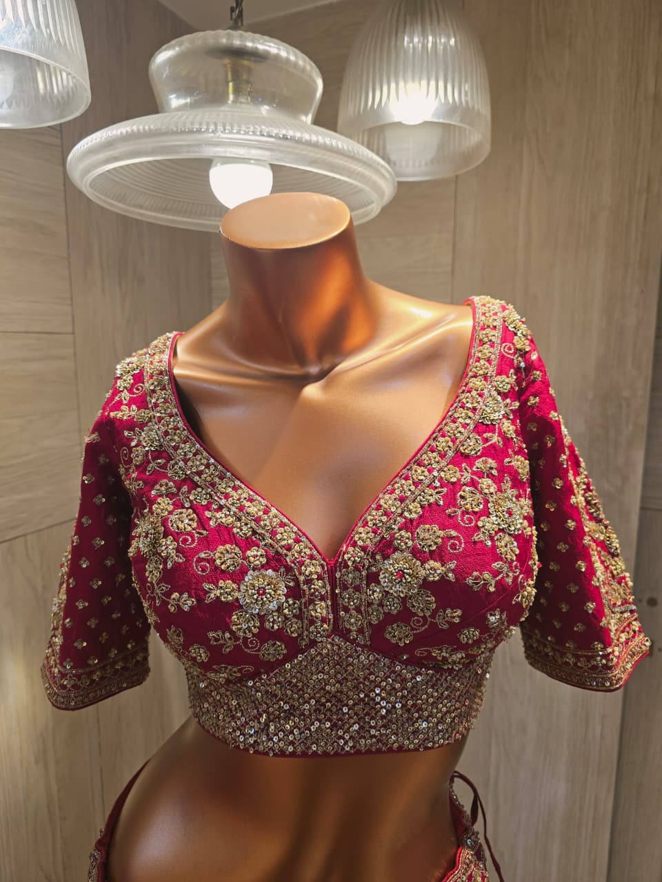 Silk Lehenga with Aari, Cutdana, Dori, Sequins, Stone, Thread, Zardozi, Zari work.