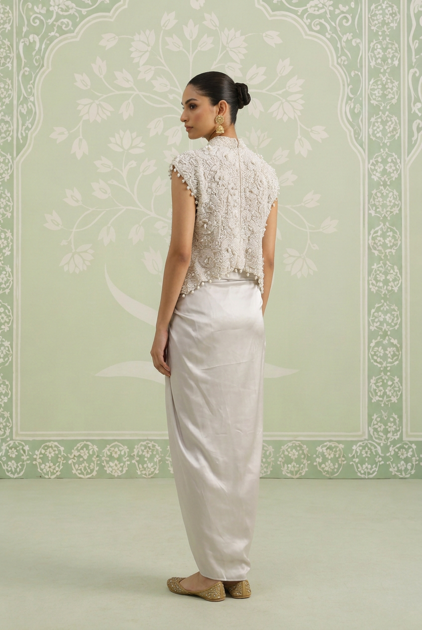 Silk Indowestern with Cutdana, Pearl, Sequins work.