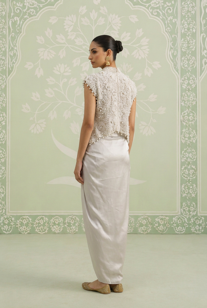 Silk Indowestern with Cutdana, Pearl, Sequins work.