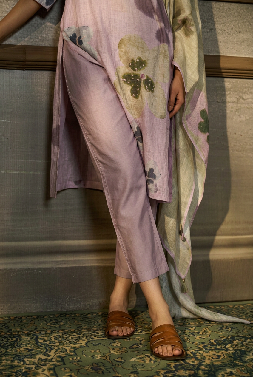 Printed Linen Suit with Sequins work.