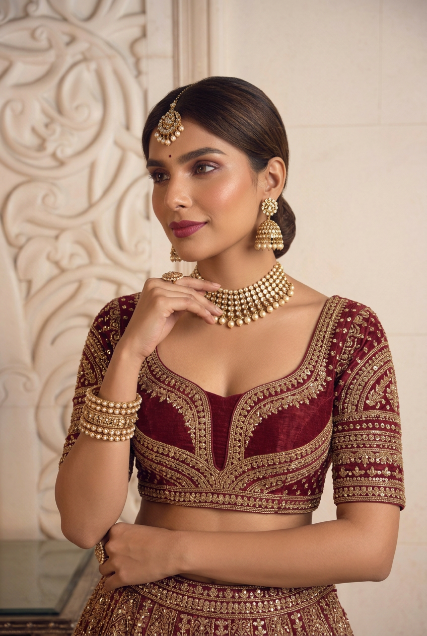 Silk Lehenga with Aari, Cutdana, Dori, Sequins, Stone, Thread, Zardozi, Zari work.