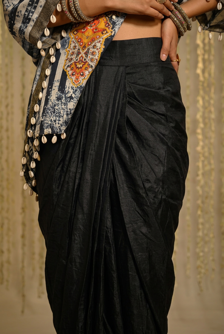 Crepe silk Kaftan with Cutdana, Sequins, Thread work.