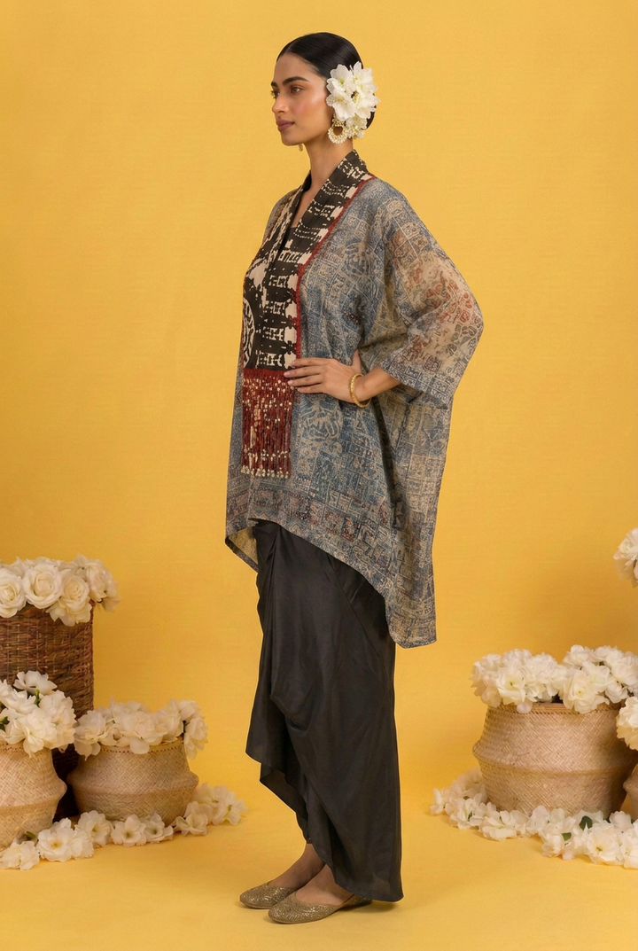 Crepe silk Suit with Cutdana, Pearl, Sequins work.