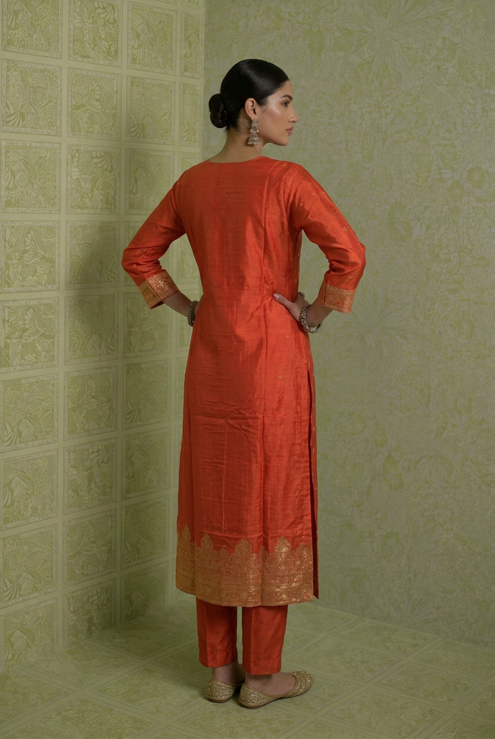 Banarasi Silk Kurta With Cutdana, Sequins Work.