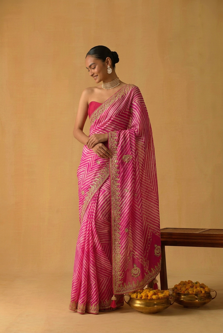 Tussar silk Saree with Gota Patti work.
